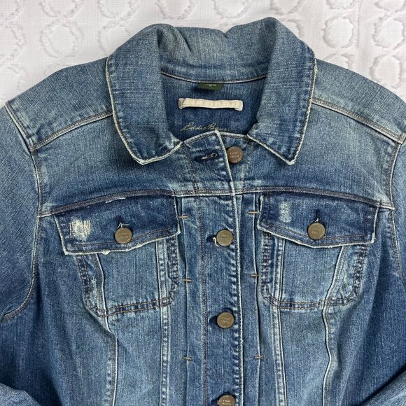 Eddie Bauer Distressed Denim Jacket Womens Size 1X - Picture 6 of 8